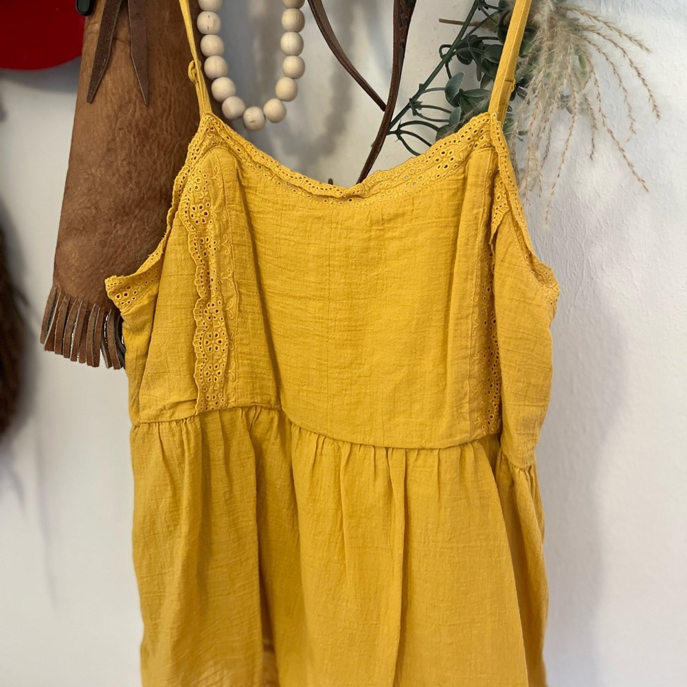 Yellow Lace Trim Women's Top